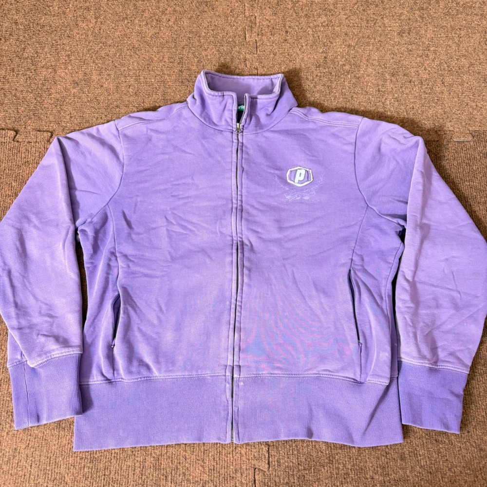 Prince Womens Purple Full Zip Tennis Track Jacket Small Fleece Mock Neck Logo